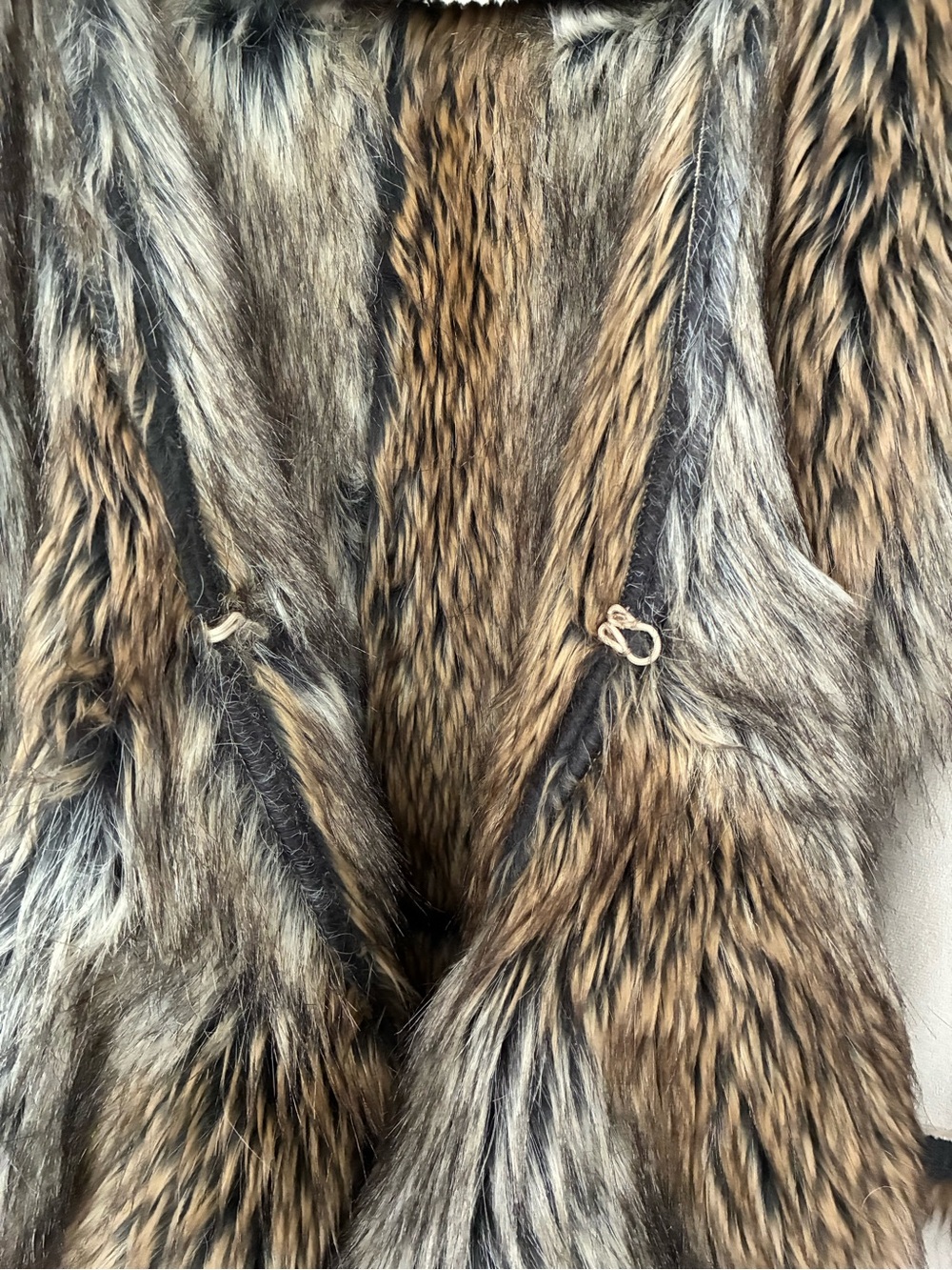 Black Rivet Faux Fur Suede Coat, Sz Large - Picture 9 of 15